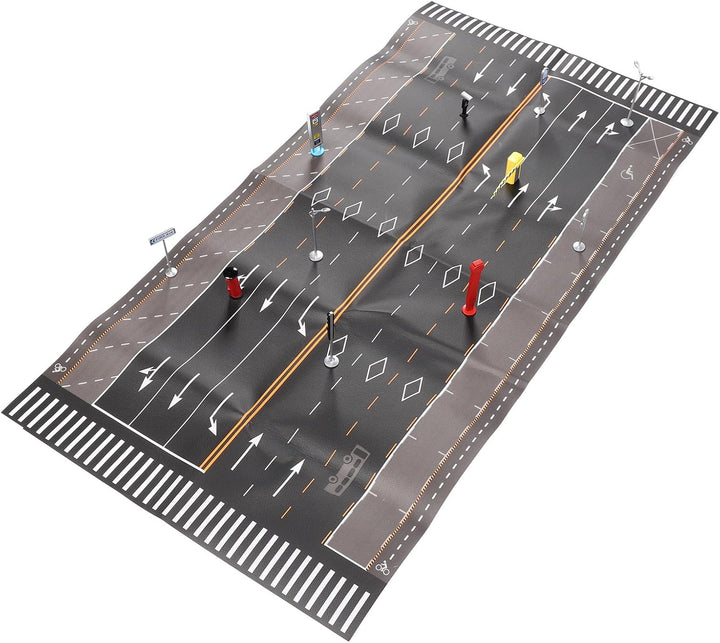 Miniature Traffic Road Model Toy Lifelike Educational Interactive Decorative Miniature Traffic Road Infrastructure Model for Home (English Style B)