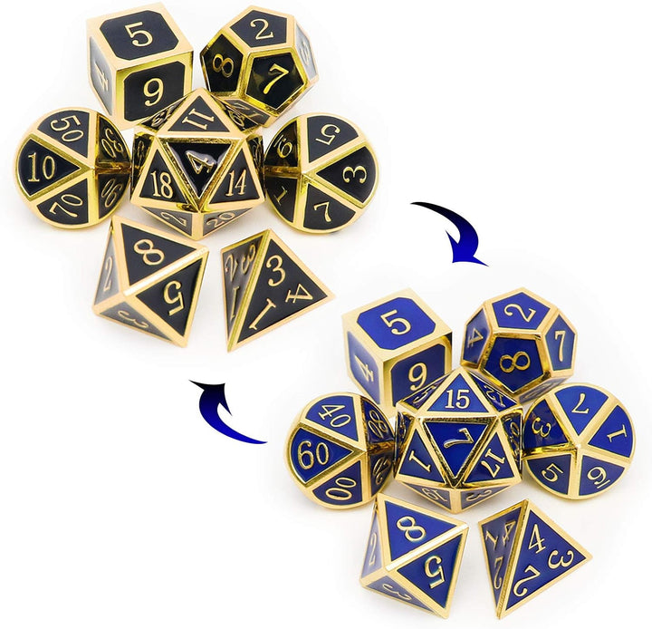 Bloodstained Metal DND Dice Set Blood Polyhedral D&D Dice Compatible with Dungeons and Dragons Gift TTRPG Antique Metal Halloween Dice