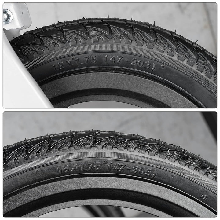 Front 12/12.5×1.75/2.125/2.25 and Rear 16×1.75/2.125 Tires and Tubes (1+2) Fit for 3-Wheeler Gear Jogging Troller Models (Both Single and Double Strollers) Including Revolution Se/Pro/Flex/Su/Ironman