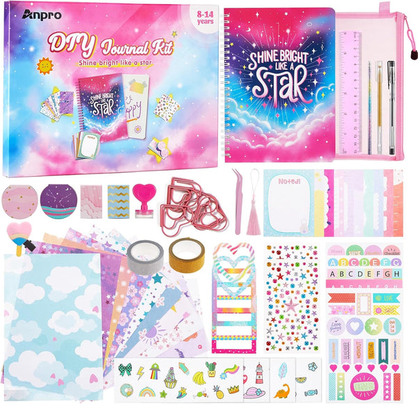 DIY Journal Kit for Girls - 59-Pcs DIY Journal Kit for Tweens & Teens - Stationery Set, Scrapbooking & Diary Supplies, Journaling Art Kit Teen Girl Birthday Gifts, Journal Kit for Girls Ages 8-12
