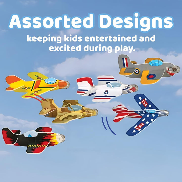Bulk Pack of 72 Carnival Prizes and Foam Airplanes for Kids - Party Pack Individually Wrapped Flying Paper Planes - Assorted Designs - Foam Airplanes for Kids Party and Pinata Filler