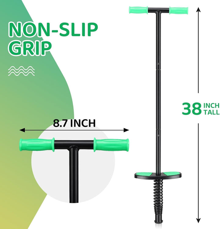 Pogo Stick for Kids Age 6 and Up, Suitable for 50-120 Lbs, Pogo Stick with Easy Grip Handle & Non-Slip Peg for Beginner Exercise Balance, Great Gift for Boys and Girls