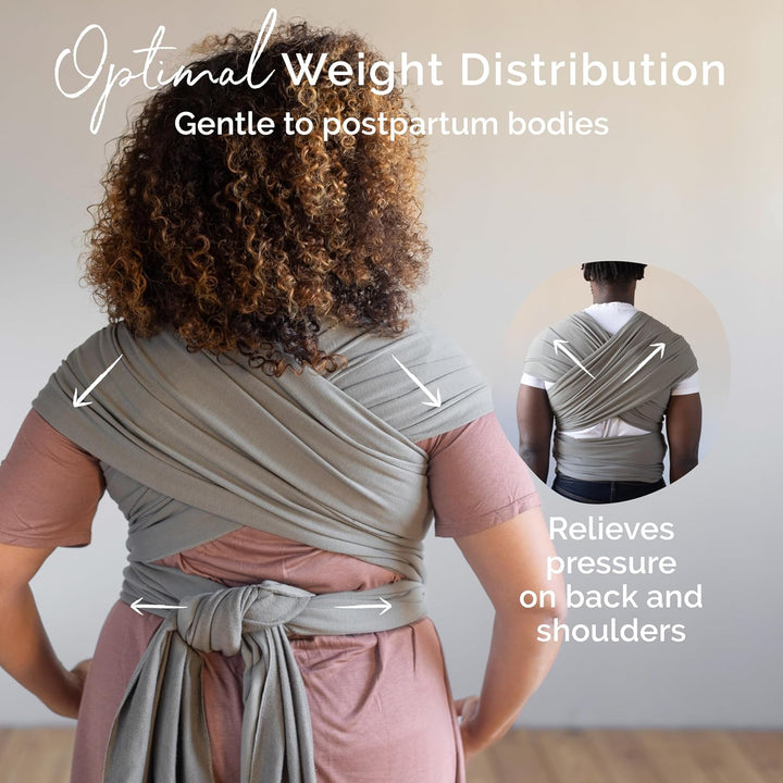 Baby Wrap Carrier – Original Baby Sling Carrier for Newborns (7–35 Lbs), Soft, Secure, Hands-Free & Ergonomic, Ideal for Comfortable Bonding, New Parents (Grey)