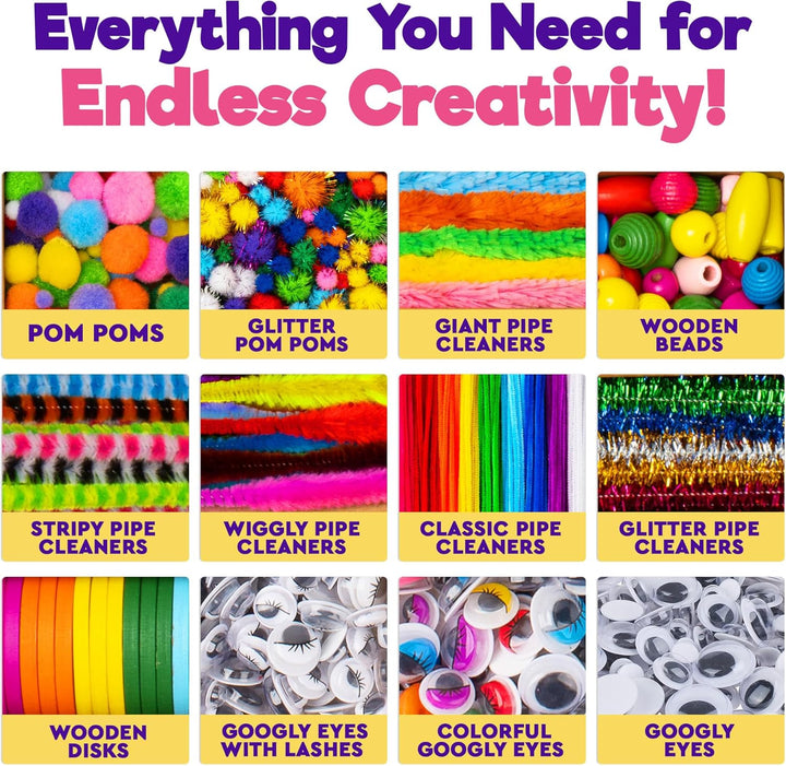 3000+ Pcs Arts and Crafts Supplies for Kids | Craft Kit Box for Kids Age 3-5, 4-8, 6-8, 8-12 | Craft Supplies & Materials Crafts Set Toys Art Box Gifts for Girls Boys Bulk Art Kit