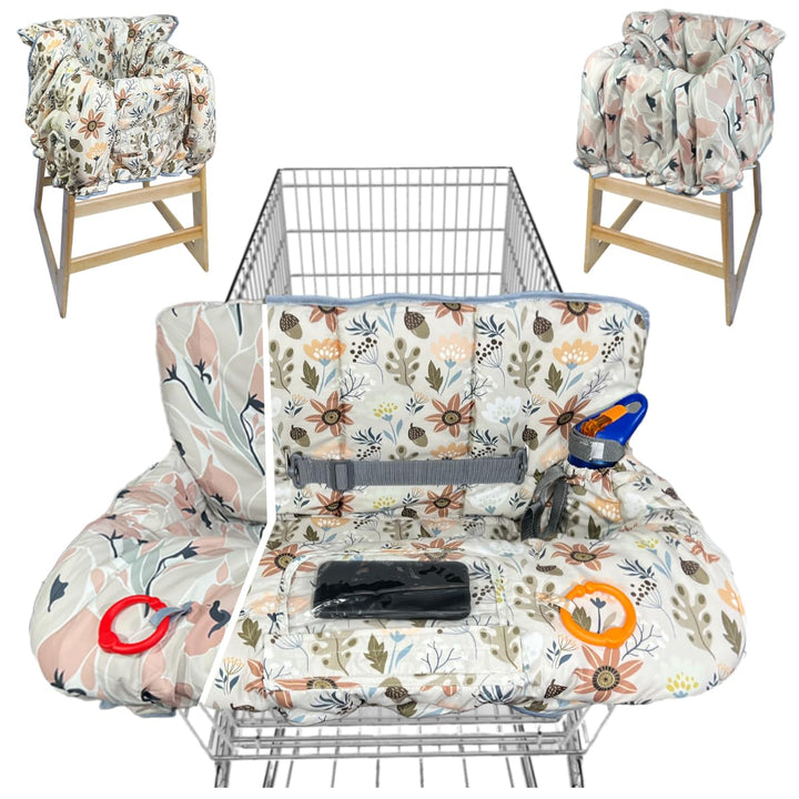 Shopping Cart Cover for Baby Grocery Cart Cover for Baby Boy and Baby Girl, High Chair Cover for Baby and Toddler, Baby Registry Gift - Waterproof - Extra Large - Cotton - Double Sided (Orange)