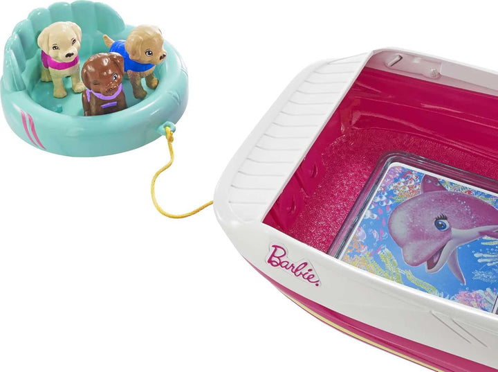 Floating Dolphin Magic Boat with Glass Bottom, 3 Puppies, Floating Raft and Accessories