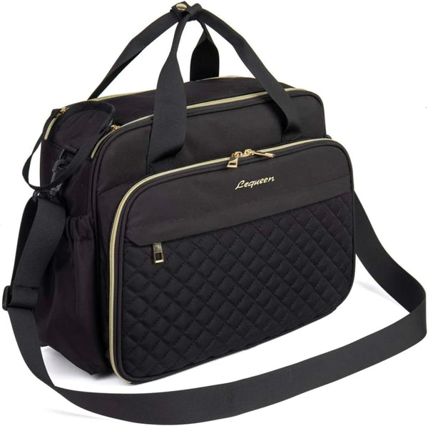 Baby Changing Bag, Crossbody Nappy Bag, Diaper Satchel for Mums and Dads, Black, Medium