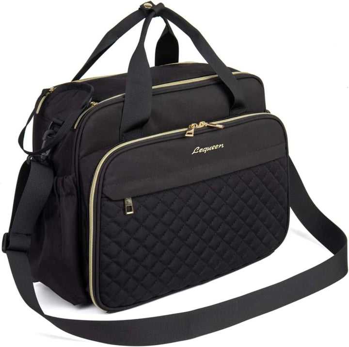 Baby Changing Bag, Crossbody Nappy Bag, Diaper Satchel for Mums and Dads, Black, Medium