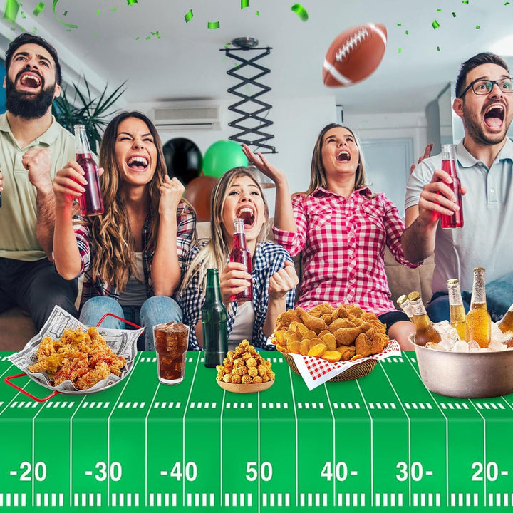 Football Party Decorations Disposable Tablecloth Plastic Touchdown Table Cover for Super Bowl Football Birthday Party Decorations and Games Tailgate Decorations 54 X 108Inch, 2 Pack
