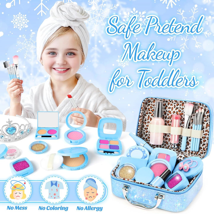 Pretend Makeup for Toddlers, Toy Play Makeup Set for Kids 3-5, Toddler Makeup Kit Pretend, Frozen Toys for Kids Fake Makeup, Gifts Toys for 3 4 5 6 7+ Year Old Girls (Not Real Makeup)