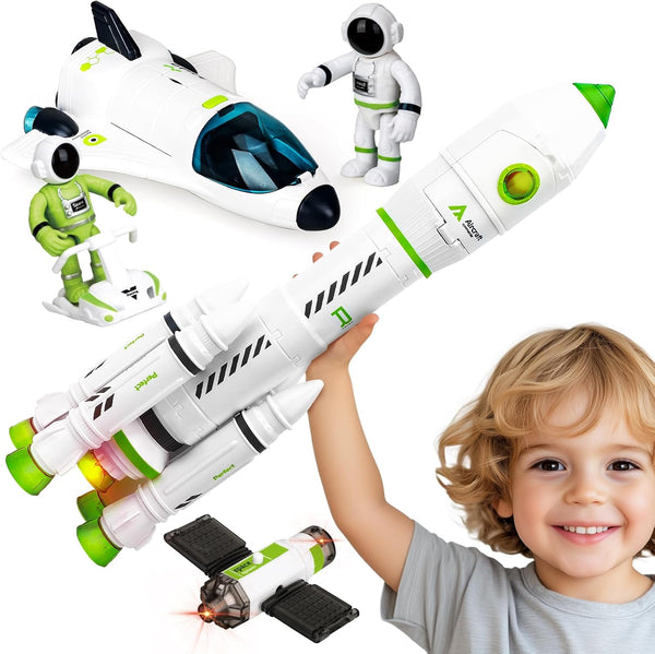 Space Toy Rocket Toys for Kid Shuttle with Astronaut Spaceship Planet Stem with Christmas Spaces Station for Boy 3 4 5 6 7 8, Gift for Age 3+
