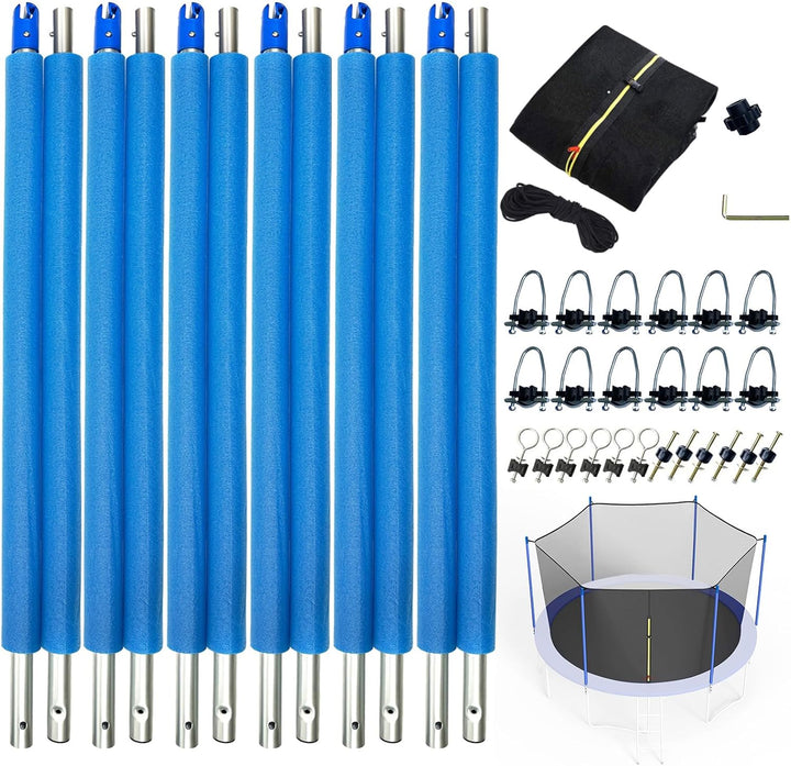 15FT Trampoline Net and Enclosure Replacement with Clamps, Screws, Bolts, Tube Caps - Fits 6 Straight Poles for 15 Feet round Trampoline Frame