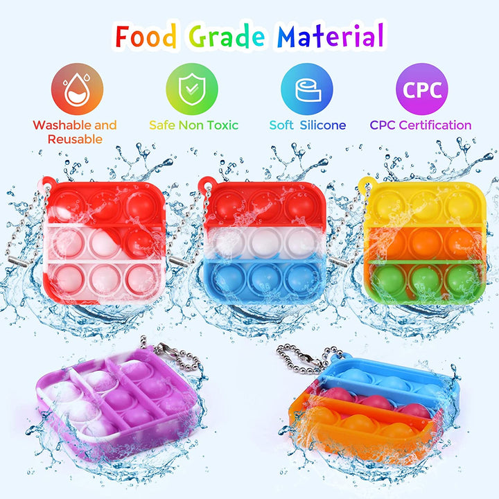 Kids Party Favors Fidget Toys Bulk 30 Pack Mini Pop Fidget Keychain Its Birthday Party Favors for Kids 4-8,8-12 Small Classroom Prizes It Back to School Student Gifts for Students Goodie Bag Stuffers