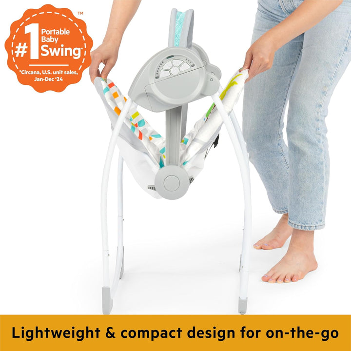 Playful Paradise Portable Compact Automatic Baby Swing with Music, Unisex, Newborn +