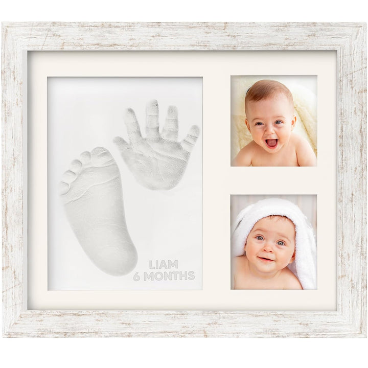 Baby Hand and Footprint Kit - Quick Dry Clay Baby Footprint Kit, Newborn Keepsake, Nursery Picture Frame for Boys, Girls, Personalized Gifts for Shower & Registry, New Mom Gift (Alpine White)