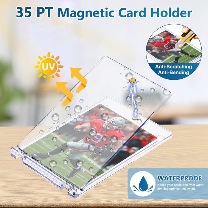 25 PCS Magnetic Card Holders: 35 Pt Magnetic Card Case for Trading Cards,One Touch Card Holder, U-V Protection Hard Plastic Card Protectors for Sports, Baseball, Game, Standard Cards Display