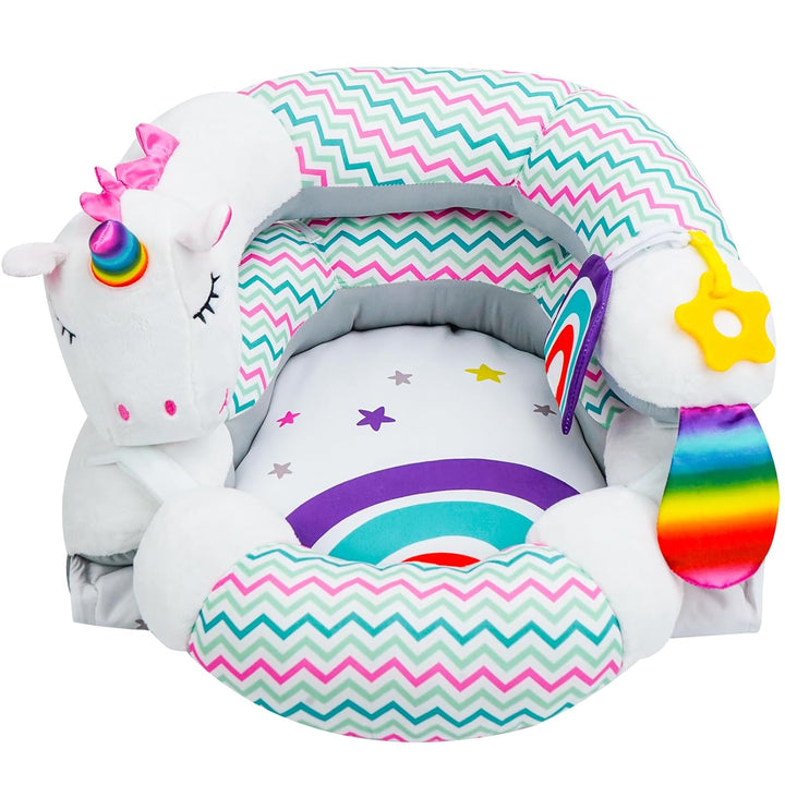 2-In-1 Tummy Time Mat & Seated Support Pillow,Baby Tummy Time Pillow Support for Newborns and Older Babies,With Detachable Support Pillow and Toys