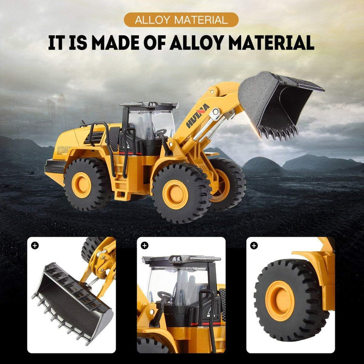 Mechanical Loader Toy, Construction Vehicle Wheeled Loader 1/50 Scale Skid Steer Loader Toy, Bulldozer Shovel Engineering Vehicle Alloy Models for Kids, Collection and Decoration House