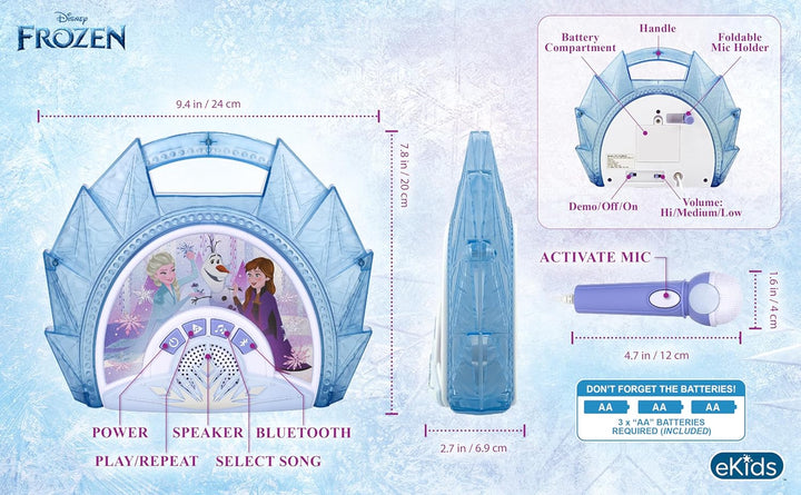 Disney Frozen Karaoke Microphone with Bluetooth Speaker for Fans of Disney Toys, Kids Karaoke Machine with Built in Music
