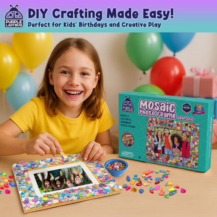 DIY Mosaic Photo Frame Craft Kit - Summer Activities for Kids & Teens, Arts & Crafts for Girls 8-12, Birthday Gift for Girls, Fun Craft for Kids Ages 6-12