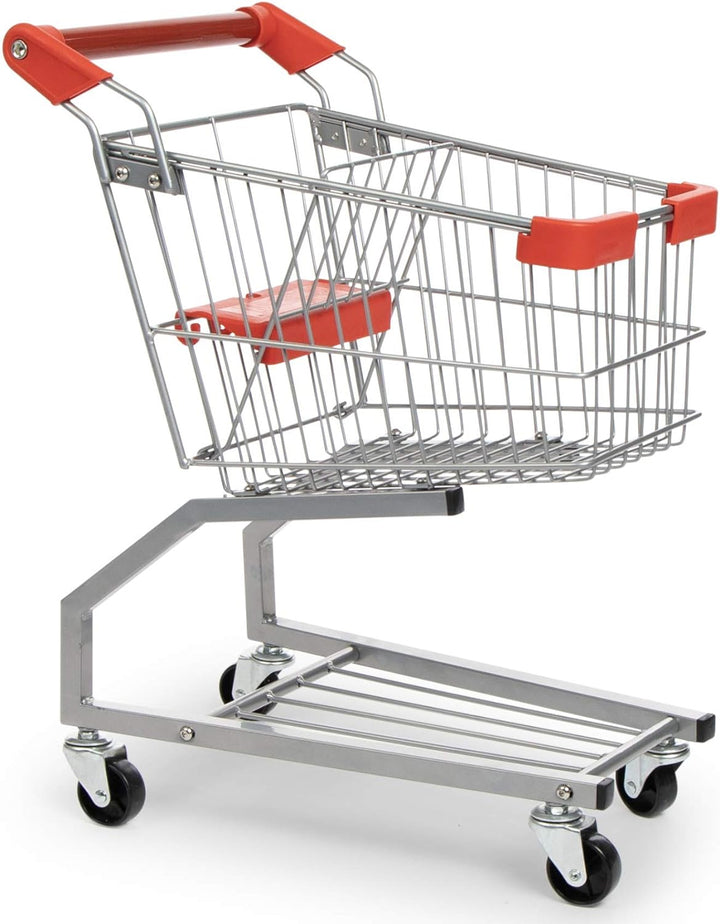Toy Metal Shopping Cart - Supermarket Pretend Play Grocery Cart for Kids and Toddlers