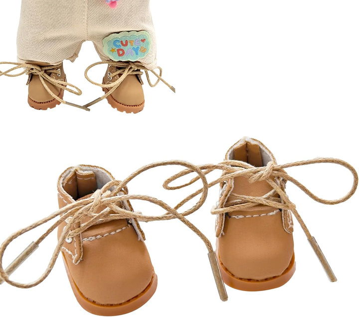 Mini Doll Shoes, 1 Pair Cute Lace up Canvas Sneakers Compatible for 17Cm/15Cm Doll Shoes Toy Outfit Accessories(White)