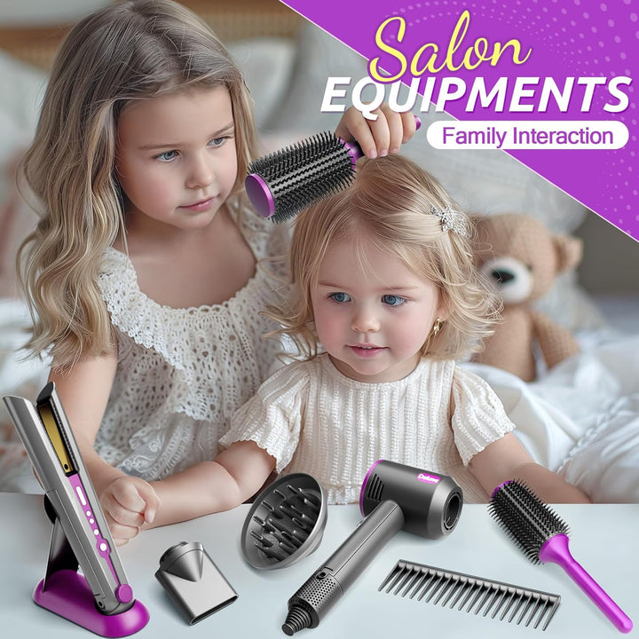 Hair Salon Toys for Girls, Beauty Salon Playset for Girls, Pretend Hair Styling Kit Set Dresser Toys, Kids Play Toy Hair Salon Playset Blow Dryer for Toddler Ages 4-6