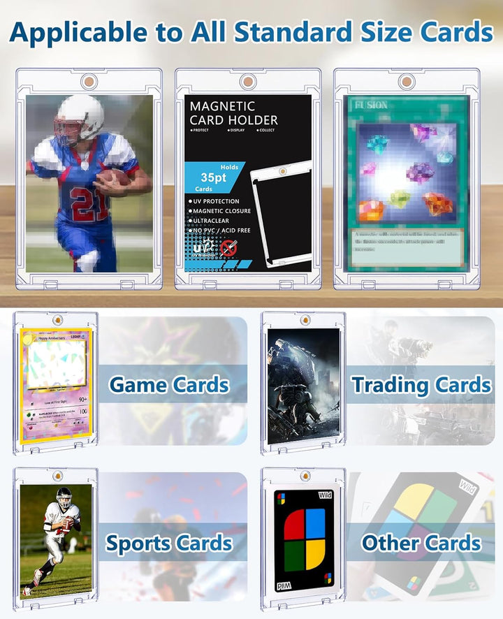 25 PCS Magnetic Card Holders: 35 Pt Magnetic Card Case for Trading Cards,One Touch Card Holder, U-V Protection Hard Plastic Card Protectors for Sports, Baseball, Game, Standard Cards Display