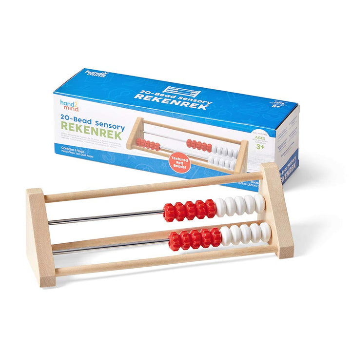 20-Bead Wooden Rekenrek Abacus, Colored Abacus for Kids Math, Wooden Counting Math Manipulatives, Bead Counters for Kids Math, Learn Counting and Numbers, Homeschool Supplies (Set of 4)