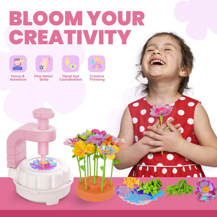 Arts and Crafts for Kids, DIY Fabric Flower Bouquet Craft Kits for Kids Toys, Educational Preschool Learning Detective Toy for Girls 3 4 5 6 7 8 9 10 11 12 Years Old Toddler Birthdays Gift(Pink)