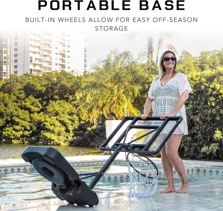 Pool Basketball Hoop - Set Includes 3X Composite Leather Basketballs, Air Pump, & Tools - Adjustable Poolside Basketball Hoop - Made for Kids, Teens, & Adults