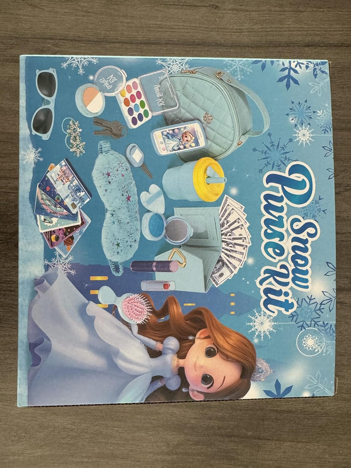 Play Purse for Little Girl, Princess Frozen Toy Purse with Accessories, Pretend Makeup Set, Handbag, Wallet, Water Bottle, Birthday Toy for Girl 3 4 5 6 7 8 Year Old