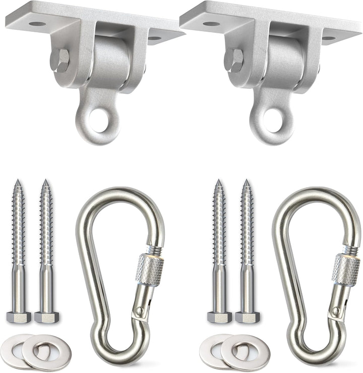 Swing Set Hangers - 2 Heavy Duty Brackets with Locking Snap Hooks for Porch, Patio, Playground - Indoor/Outdoor Hardware & Accessories