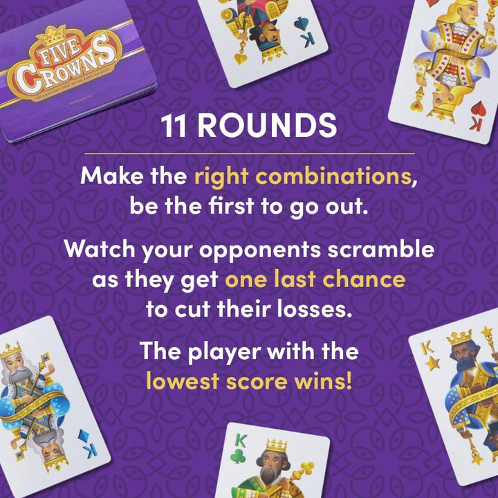 Five Crowns — the Game Isn'T over until the Kings Go Wild! — 5 Suited Rummy-Style Card Game — for Ages 8+