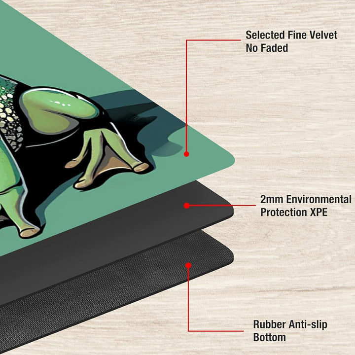 TCG Playmat Board Game Mat plus 50 Pcs Card Sleeves, 24 X 14 Table Mats Game Mousepad with Soft Surface Non-Slip Base for MTG RPG CCG Trading Card Game Playmats, Green Frog