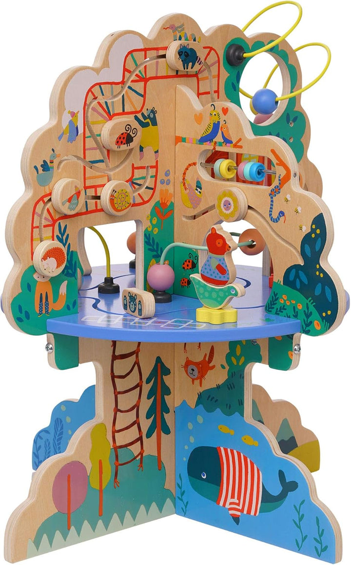 Playground Adventure Wooden Toddler Activity Center with Gliders, Abacus Track, Spinners, Spring Toys and Bead Runs