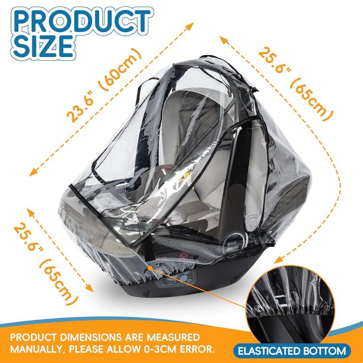 Car Seat Rain Cover, Baby Car Seat Rain Cover Universal with Side Ventilation and Quick-Access Large Window, Protected from Rain, Snow, Wind and Dust, Baby Travel Accessories