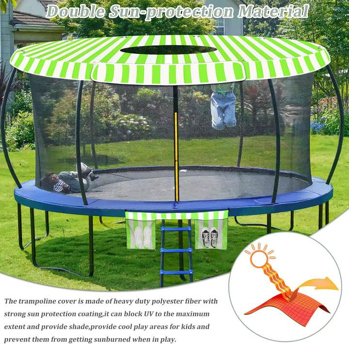 Trampoline Tent Cover for 12 Ft round Trampolines, Outdoor Anti-Uv Shade Cover with Detachable Shoe Bag,Top Replacement Cover Only
