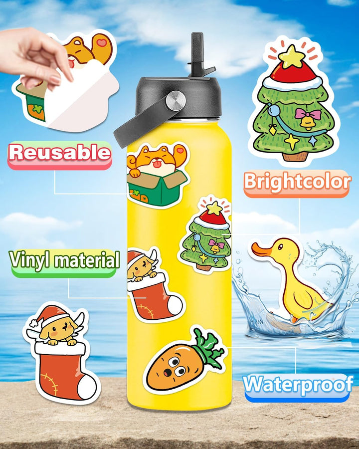 600 Pcs Cute Stickers for Kids, Water Bottle Stickers for Teens, Kawaii Vinyl Phone Laptop Skateboard Animal Waterproof Sticker, Bulk Aesthetic Sticker Packs for Boys Girls Teacher