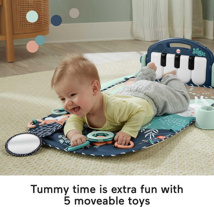 Baby Playmat Kick & Play Piano Gym with Musical and Sensory Toys for Newborn to Toddler, Navy Fawn