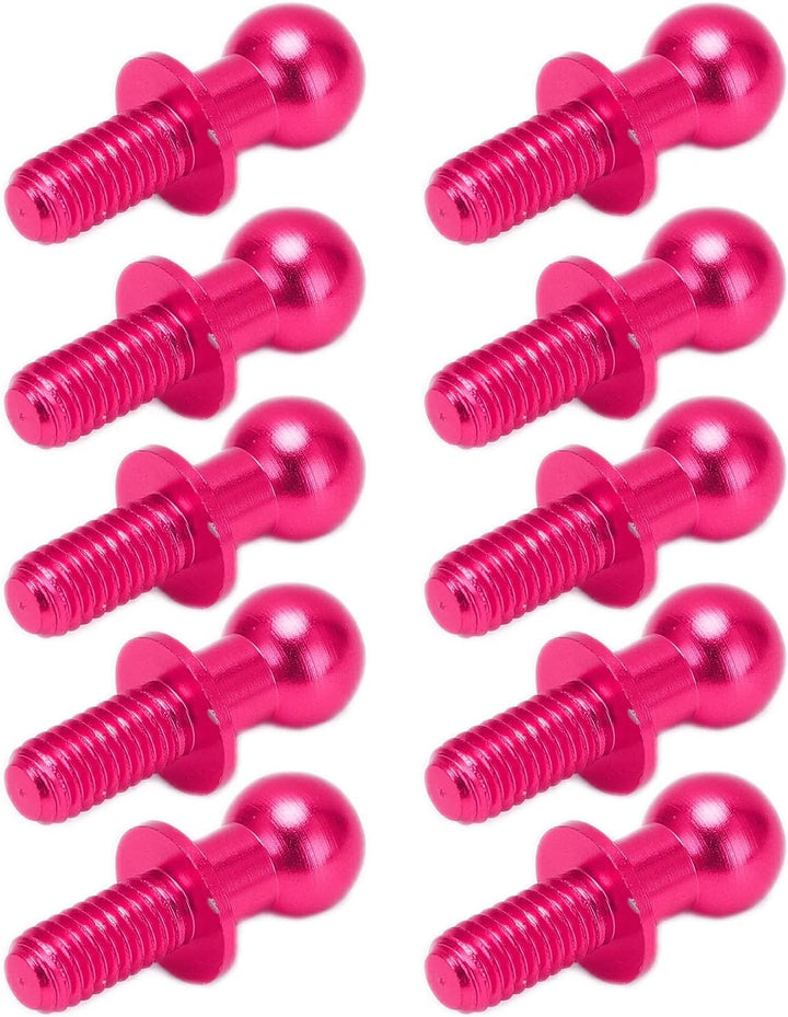 Metal Ball Head Screw Link Rod Shock Absorber End Aluminum Alloy Lightweight Durable Upgrade for TT01 TT02 RC Car 10Pcs (Pink)