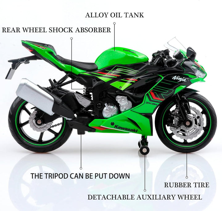 1/12 Scale Kawasaki Ninja Z6 Diecast Toy Motorcycles,Kawasaki Motorcycle Model,Ninja Motorcycle Toy Gifts for Boys Girls