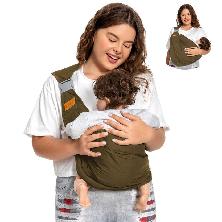Baby Sling Carrier, Baby Carrier Newborn to Toddler(7-45Lbs), Toddler Carrier with Safety Buckle, One Shoulder Adjustable Shoulder Strap, One Size Fits All, Grey