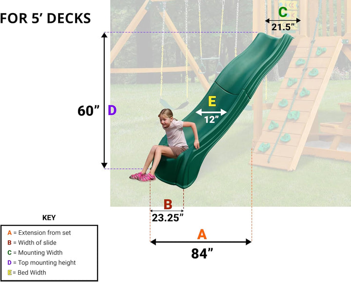 WS 5033 Olympus Wave Slide Plastic Slide for 5' Decks, Green