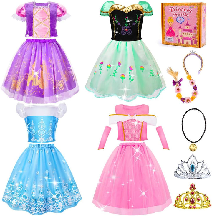 Princess Dress up - Dress up Clothes for Girls with Toys,Christmas Birthday Gift for Toddler Girls 3,4,5,6,7,8 Years
