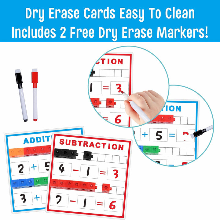 Math Linking Cubes, Math Cubes Manipulatives with Activity Cards Linking Cube Math Counters for Kids Kindergarten Learning Activities