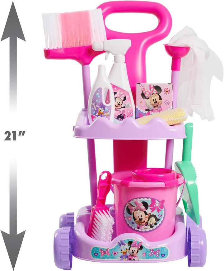 Disney Junior Minnie Mouse Sparkle 'N Clean Trolley, 21-Inches, 11-Pieces, Pretend Play, Kids Toys for Ages 3 Up, Amazon Exclusive by