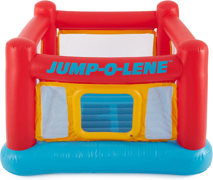Inflatable Jump-O-Lene Trampoline Bounce House with Crawl-Thru Door & Net - Indoor & Outdoor Backyard Blow-Up Bouncy Playhouse for Kids Ages 3-6