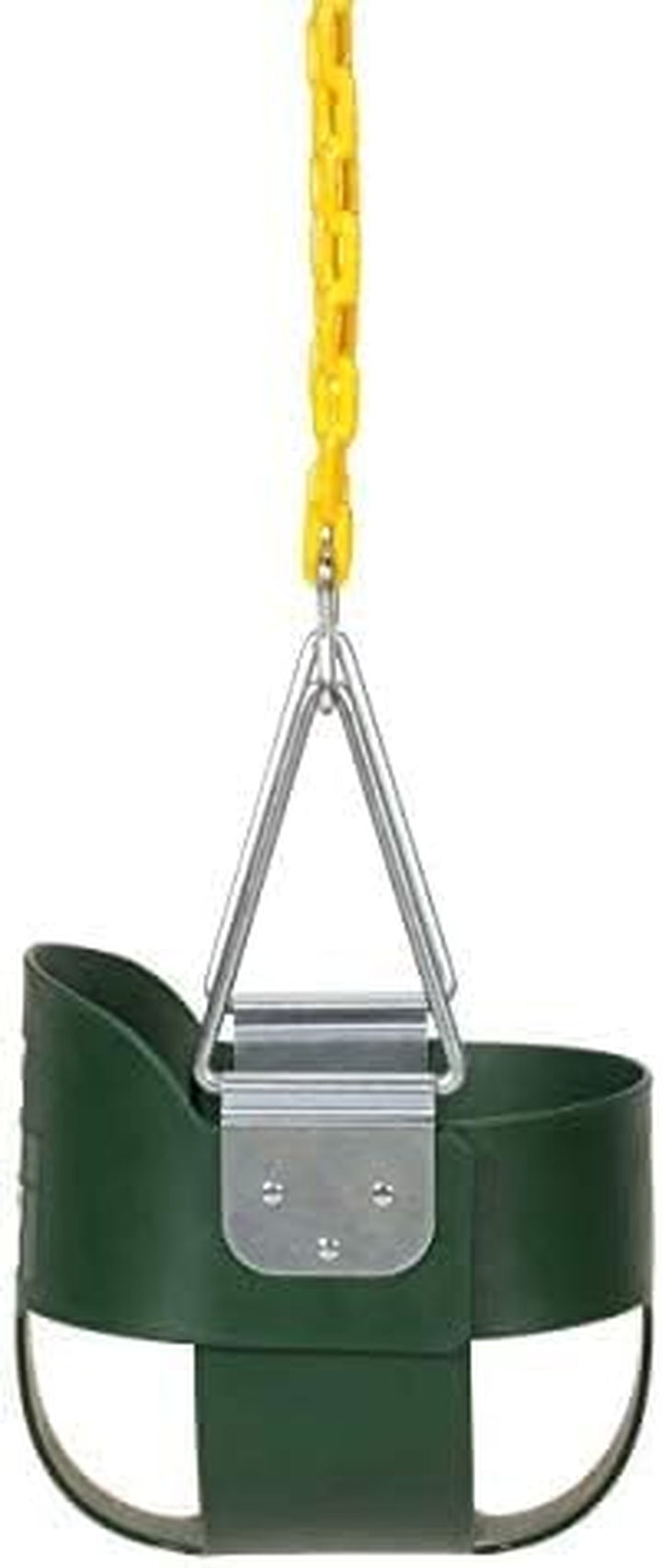 Heavy-Duty High Back Full Bucket Toddler Swing Seat | Coated Swing Chains Fully Assembled | Green Swing Set Accessory