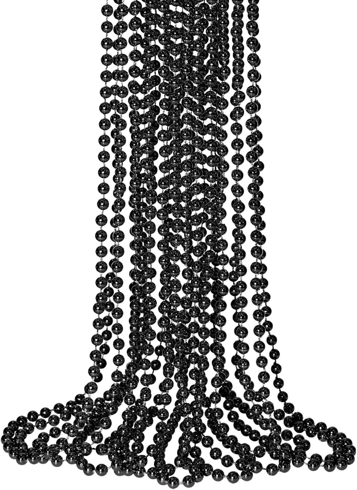12 PCS Gold Bead Necklaces, Mardi Gras Christmas Beads 33" Metallic Beaded Costume Party Necklaces for Parade Throws, Wedding, Birthday, Pirate Party Favors